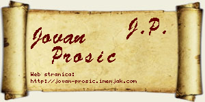Jovan Prošić vizit kartica